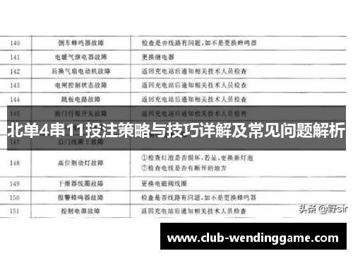 北单4串11投注策略与技巧详解及常见问题解析